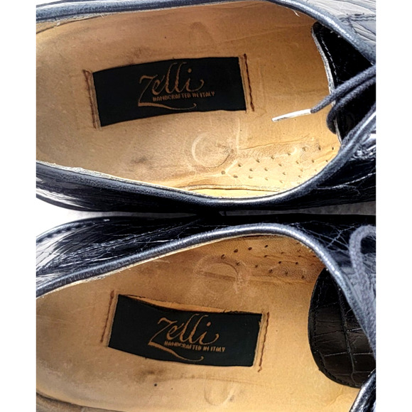 Zelli Genuine Alligator Cap Toe Oxford Shoes Black 10.5M Italy Luxury Exotic main image 11